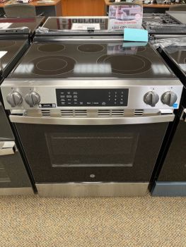 GE 30" Slide-In Electric Conv Range w/ No Preheat Air Fry and EasyWash Oven Tray in Stainless Steel - GRS600AVFS