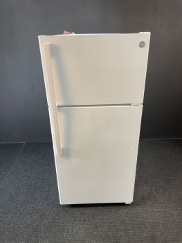 GE 28 Inch 16 cu ft Top Freezer Energy Star Refrigerator in White; optional icemaker IM4D - GTE16DTNRWWC