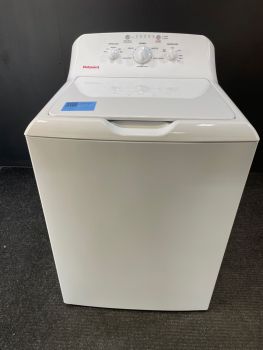 Lavadora de carga superior Hotpoint de 4 pies cúbicos y 27 pulgadas de ancho con agitador, color blanco - HTW265ASWWW