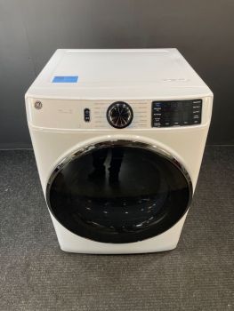 Secadora eléctrica GE de 28 pulgadas y 7.8 pies cúbicos con control frontal y vapor, color blanco - GFD65ESSVWWC