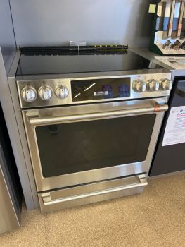GE Cafe 30 Inch Electric Self Cleaning Slide In Range w/ AirFry, Convection in Stainless - CES700P2MS1