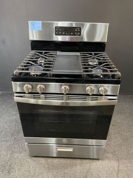 GE 30" 5 Burner Steam Clean Gas Range with Griddle in Stainless Steel - JGBS66REKSSC