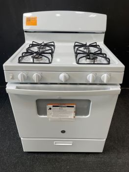 Cocina de gas GE de 76 cm (30") con limpieza manual, color blanco - JGBS10DEMWW