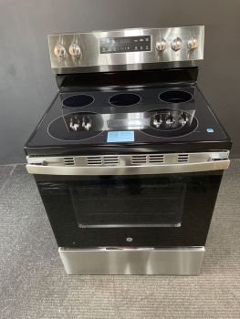 GE 30" Electric Smooth Top Self Clean Free Standing Range in Stainless Steel - GRF500PVSSC