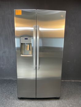 GE 21.8 Cu Ft 35.75" Wide Counter Depth Side by Side Refrigerator in PrintProof Stainless - GZS22IYNFSC