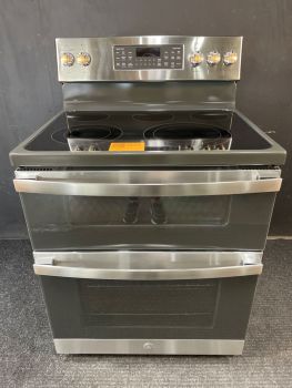 GE Electric Free Standing Smoth Top Steam Clean Double Oven Convection Range in Stainless - JBS86SPSS