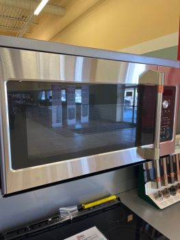 GE CAFE 2.1  Cu Ft. 30" wide 1000W Over the Range Sensor Microwave in Stainless Steel - CVM521P2MS1