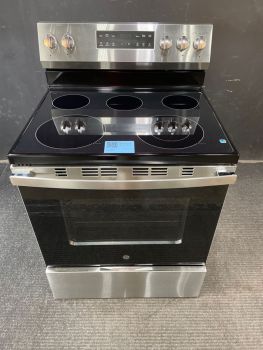 GE 30" Electric Smooth Top Self Clean Free Standing Range in Stainless Steel - GRF500PVSSC