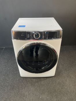 Secadora inteligente GE Profile de 28 pulgadas, 7.8 pies cúbicos, a gas, con controles frontales y función de vapor, color blanco - PFD87GSSVWWC