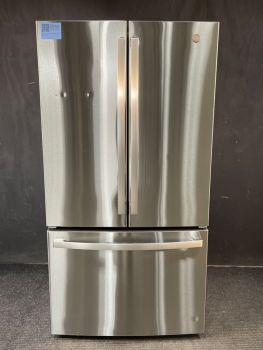 GE 27 cu ft French Door Non-Dispenser 36 inch Print Proof Stainless - GNE27JYMFSC