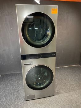 Lavadora/secadora eléctrica apilable LG de 4.5/7.4 pies cúbicos y 27 pulgadas de ancho en acero grafito - WKE100HVAC