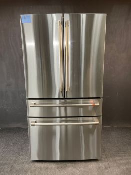 GE Cafe 23.2 Cu Ft 35.75" Wide Counter Depth NonDispenser 4 Door Refrigerator in Stainless - CJE23DP2WS1C