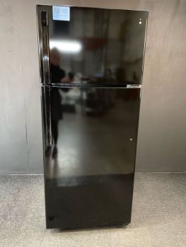 GE 28 Inch Wide 18 Cu Ft Top Freezer Refrigerator in Black; uses optional IM4D Icemaker - GTS18HGNRBB