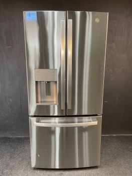 GE 33 Inch 18 Cu Ft French Door Counter Depth Refrigerator in Print Resistant Stainless - GYE18JYLFS