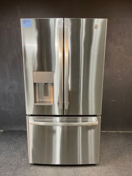 GE 36 Inch 20.6 Cu ft Counter Depth French Door with Dispenser in Print Resistant Stainless - GYE21JYMFSC