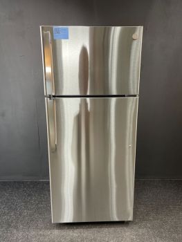 GE 28 Inch Wide 17 Cu Ft Top Freezer Refrigerator in Stainless; Optional IM4D Icemaker - GTS17GSNRSSC