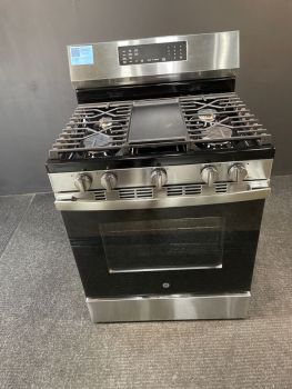 GE 30" Free-Standing Gas Conv Range with No Preheat Air Fry and EasyWash Oven Tray in Stainless - GGF600AVSSC
