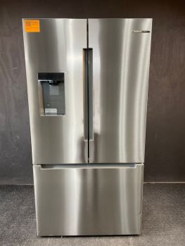 Bosch 100 Series 26 cu ft 35.75" Wide French Door with Dispenser in Stainless Steel - B36FD10ENS