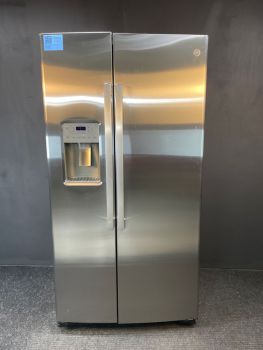 GE 21.8 Cu Ft 35.75" Wide Counter Depth Side by Side Refrigerator in PrintProof Stainless - GZS22IYNFSC