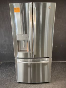 GE 23.7 Cu ft 32.75" Wide French Door Refrigerator in Print Proof Stainless - GFE24JYKFS
