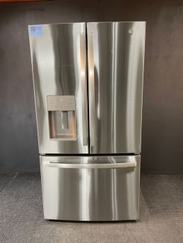 GE 25.6 Cu Ft 35.75" Wide French Door Refrigerator in Printproof Stainless - GFE26JYMFSC