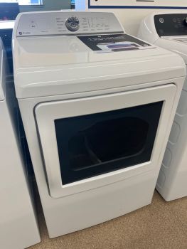 GE Profile 27 Inch 7.4 Cu Ft Top Control Electric Dryer with Sensor in White - PTD60EBSRWS