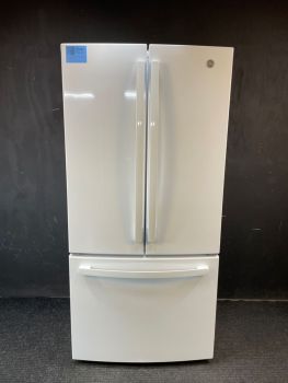 GE 33 inch 19 cu ft French Door Counter Depth Non-Dispenser Refrigerator in White - GWE19JGLWWC