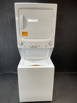 Lavadora/secadora apilable a gas GE de 3.8/5.9 pies cúbicos y 27 pulgadas de ancho, color blanco - GUD27GSSMWWC
