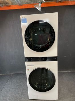 Lavadora/secadora eléctrica apilable LG de 4.5/7.4 pies cúbicos y 27 pulgadas de ancho, color blanco - WKEX200HWAC