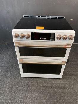 GE Cafe 30 inch Smart Double Oven Slide In Induction Range with AirFry/Convection in Matte White - CHS950P4MW2C