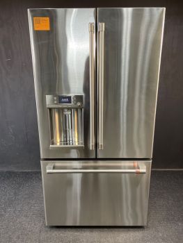 GE Cafe 22.1 Cu Ft 35.75" Wide Counter Depth French Door Refrigerator in Stainless - CYE22TP2MS1C