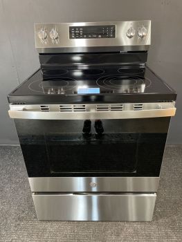 Cocina eléctrica independiente GE Profile SmoothTop con convección/freidora de aire, acero inoxidable antihuellas - PRF700AYFS