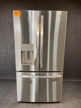 GE 25.6 Cu Ft 35.75" Wide French Door Refrigerator in Printproof Stainless - GFE26JYMFSC
