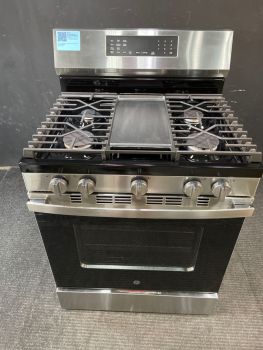 GE 30" Free-Standing Gas Conv Range with No Preheat Air Fry and EasyWash Oven Tray in Stainless - GGF600AVSSC