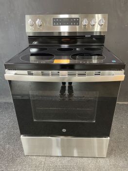 GE 30" Electric Smooth Top Self Clean Free Standing Range in Stainless - GRF500SVSSC