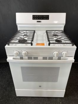Cocina de gas independiente GE de 76 cm con autolimpieza en color blanco - GGF400PVWW