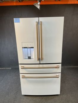 GE Cafe 22.3 Cu Ft 35.75" Wide 4 Door Counter Depth French Door Refrigerator in Matte White - CXE22DP4PW2C