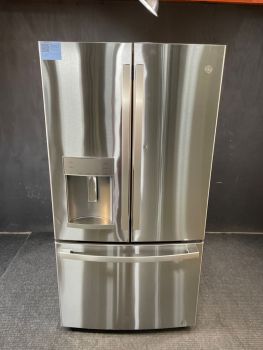 GE 27.7 Cu Ft 35.75" Wide French Door Refrigerator with Dispenser in Printproof Stainless - GFE28GYNFSC