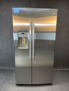 GE 21.8 Cu Ft 35.75" Wide Counter Depth Side by Side Refrigerator in PrintProof Stainless - GZS22IYNFSC