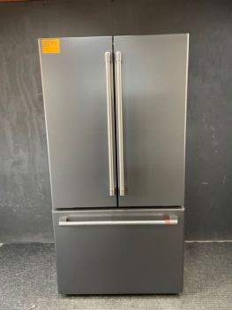 GE Cafe 23.1 Cu Ft 35.75" Wide Counter Depth NonDispenser French Door Refrigerator in Black Matte - CWE23SP3MD1