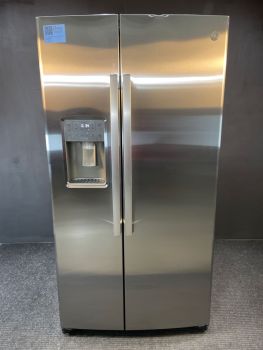 Refrigerador GE Profile de 25.3 pies cúbicos y 35.75 pulgadas de ancho, con certificación Energy Star, de dos puertas verticales, en acero inoxidable antihuellas - PSE25KYHFSC