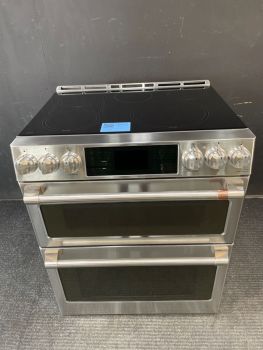 GE Cafe 30 inch Smart Double Oven Slide In Induction Range with AirFry/Convection in Stainless Steel - CHS950P2MS1C
