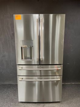 GE Cafe 22.3 Cu Ft 35.75" Wide 4 Door Counter Depth French Door Refrigerator in Stainless - CXE22DP2PS1C
