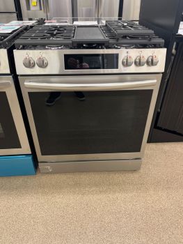 Frigidaire Gallery 30" Self Clean Gas SlideIn Range w/Convection & AirFry in Print Proof Stainless - GCFG3060BF