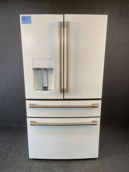 GE Cafe 27.8 Cu Ft 35.75" Wide 4 Door Energy Star French Door Refrigerator in White Matte - CVE28DP4NW2C