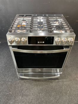 GE Profile 30" Dual Fuel Slide In Range with AirFry and Convection in PrintResistant Stainless - P2S930YPFSC