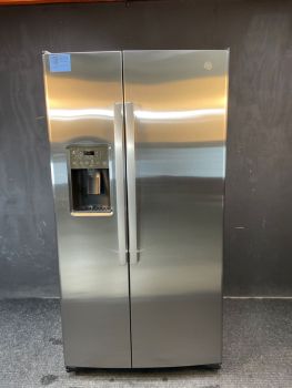 GE 25.3 Cu Ft 35.75" Wide Energy Star Side by Side Refrigerator in PrintProof Stainless - GSE25GYPFSC